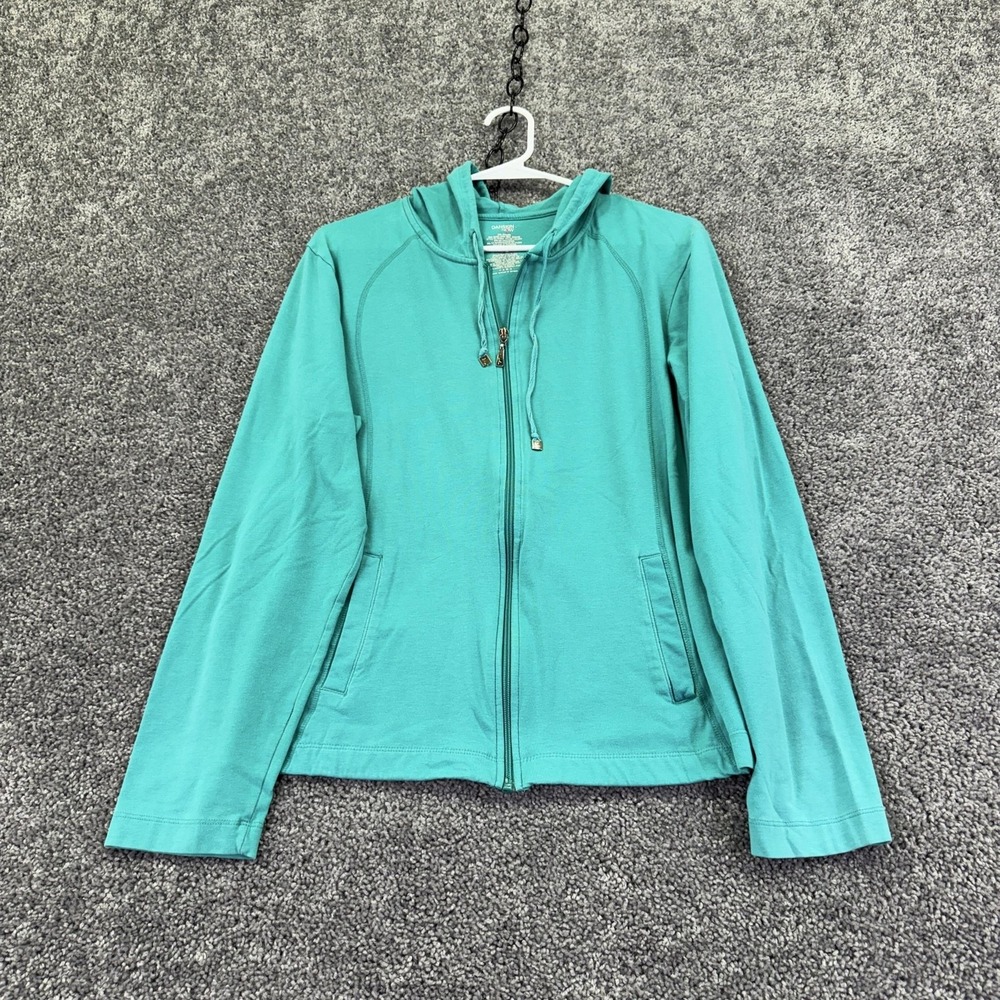 Danskin Now Hoodie Womens 2XL Blue Green Full Zip Lightweight Stretch Activewear